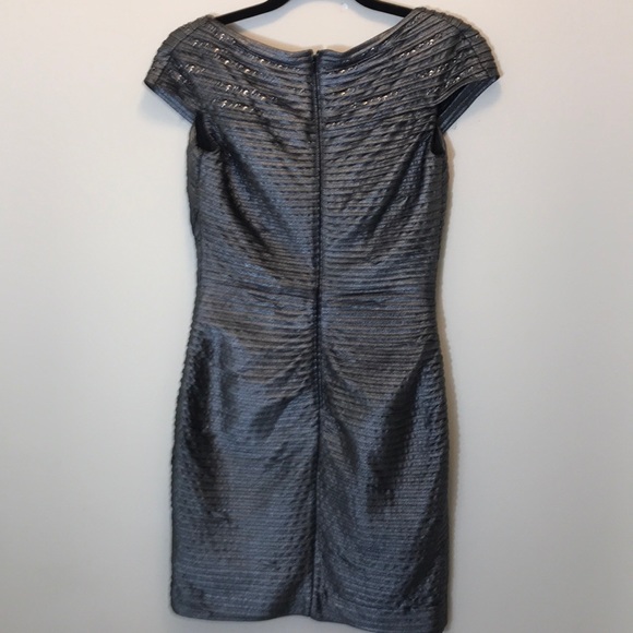 Tadashi Shoji Silver Pleated & Studded Dress - Picture 5 of 7